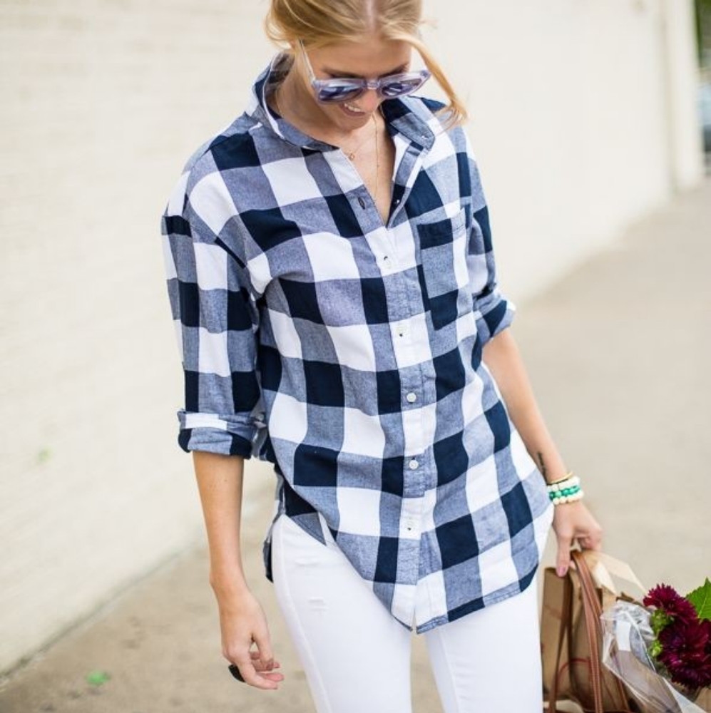 Blue and White Flannel - Size 2 - H&M
